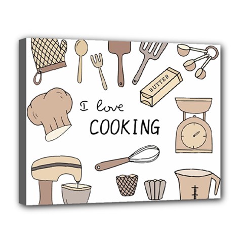 I Love Cooking Baking Utensils Knife Canvas 14  X 11  (stretched) by Apen