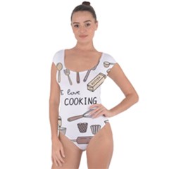 I Love Cooking Baking Utensils Knife Short Sleeve Leotard  by Apen