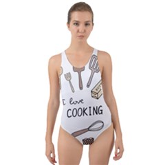 I Love Cooking Baking Utensils Knife Cut-out Back One Piece Swimsuit by Apen