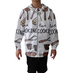 I Love Cooking Baking Utensils Knife Kids  Hooded Windbreaker by Apen