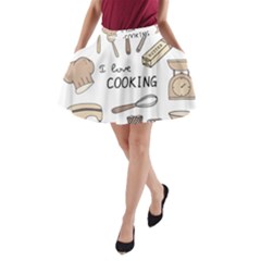 I Love Cooking Baking Utensils Knife A-line Pocket Skirt by Apen