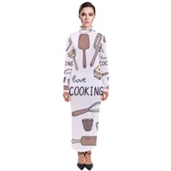 I Love Cooking Baking Utensils Knife Turtleneck Maxi Dress by Apen