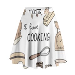 I Love Cooking Baking Utensils Knife High Waist Skirt