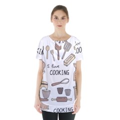 I Love Cooking Baking Utensils Knife Skirt Hem Sports Top by Apen