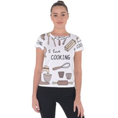 I Love Cooking Baking Utensils Knife Short Sleeve Sports Top  by Apen