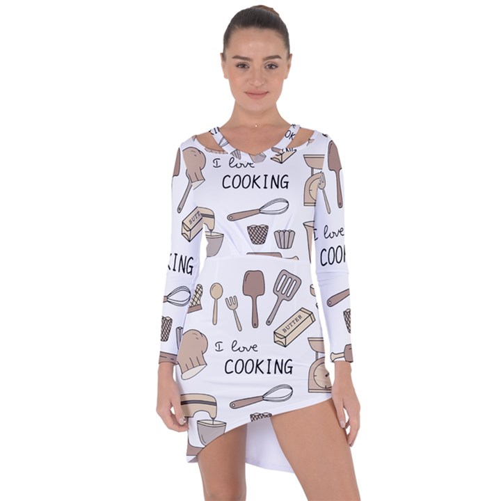 I Love Cooking Baking Utensils Knife Asymmetric Cut-Out Shift Dress