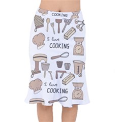 I Love Cooking Baking Utensils Knife Short Mermaid Skirt by Apen