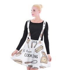 I Love Cooking Baking Utensils Knife Suspender Skater Skirt by Apen