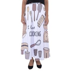 I Love Cooking Baking Utensils Knife Flared Maxi Skirt by Apen