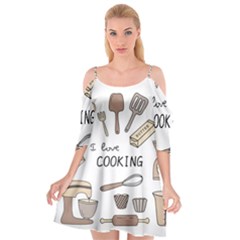 I Love Cooking Baking Utensils Knife Cutout Spaghetti Strap Chiffon Dress by Apen