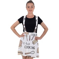 I Love Cooking Baking Utensils Knife Velvet Suspender Skater Skirt by Apen