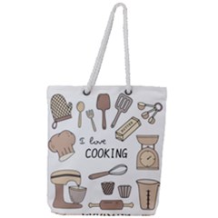 I Love Cooking Baking Utensils Knife Full Print Rope Handle Tote (large) by Apen