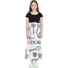 I Love Cooking Baking Utensils Knife Kids  Flared Maxi Skirt by Apen