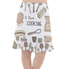 I Love Cooking Baking Utensils Knife Fishtail Chiffon Skirt by Apen