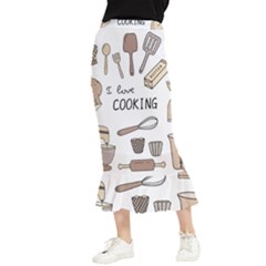 I Love Cooking Baking Utensils Knife Maxi Fishtail Chiffon Skirt by Apen