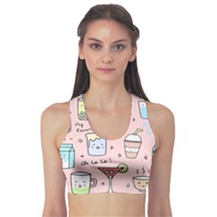 Drink Cocktail Doodle Coffee Fitness Sports Bra by Apen