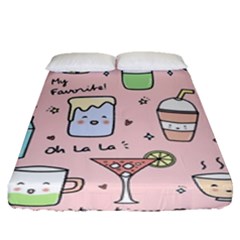 Drink Cocktail Doodle Coffee Fitted Sheet (queen Size) by Apen