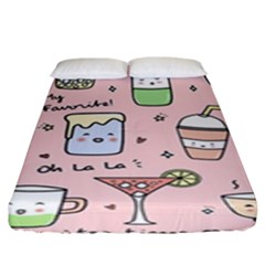 Drink Cocktail Doodle Coffee Fitted Sheet (king Size) by Apen