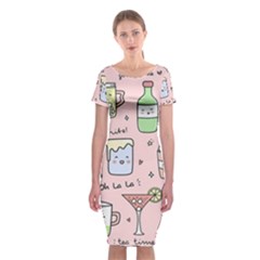 Drink Cocktail Doodle Coffee Classic Short Sleeve Midi Dress by Apen