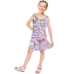 Drink Cocktail Doodle Coffee Kids  Tunic Dress by Apen