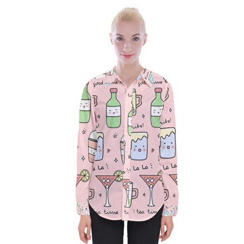 Drink Cocktail Doodle Coffee Womens Long Sleeve Shirt by Apen