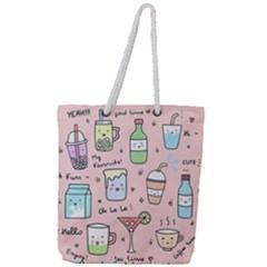 Drink Cocktail Doodle Coffee Full Print Rope Handle Tote (large) by Apen