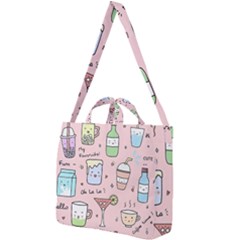 Drink Cocktail Doodle Coffee Square Shoulder Tote Bag by Apen