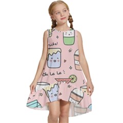 Drink Cocktail Doodle Coffee Kids  Frill Swing Dress by Apen