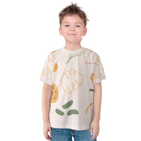 Cherries Flower Leaves Floral Kids  Cotton T-shirt by Apen