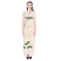 Cherries Flower Leaves Floral Short Sleeve Maxi Dress by Apen