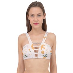 Cherries Flower Leaves Floral Cage Up Bikini Top by Apen