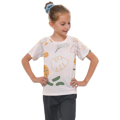 Cherries Flower Leaves Floral Kids  Mesh Piece T-shirt by Apen