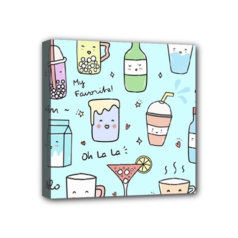 Drinks Cocktails Doodle Coffee Mini Canvas 4  X 4  (stretched) by Apen