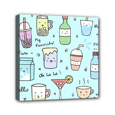 Drinks Cocktails Doodle Coffee Mini Canvas 6  X 6  (stretched) by Apen