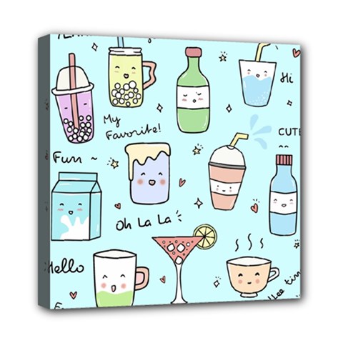 Drinks Cocktails Doodle Coffee Mini Canvas 8  X 8  (stretched) by Apen