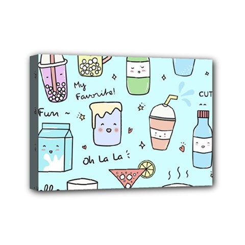 Drinks Cocktails Doodle Coffee Mini Canvas 7  X 5  (stretched) by Apen