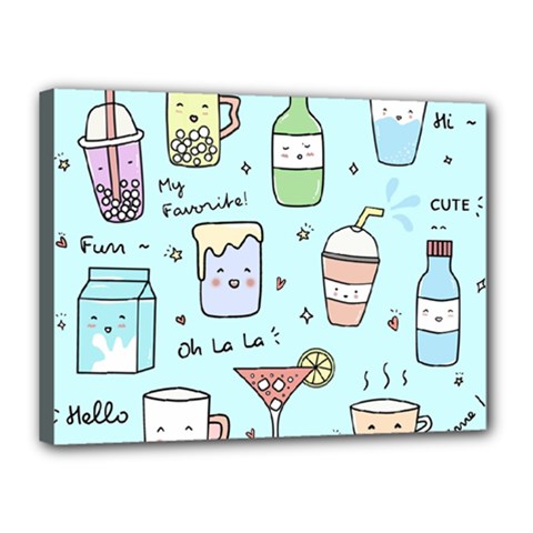 Drinks Cocktails Doodle Coffee Canvas 16  X 12  (stretched) by Apen