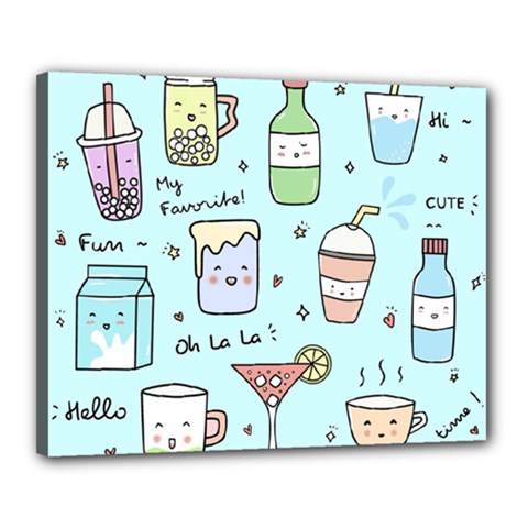 Drinks Cocktails Doodle Coffee Canvas 20  X 16  (stretched) by Apen