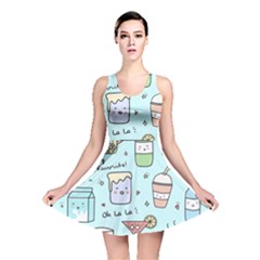 Drinks Cocktails Doodle Coffee Reversible Skater Dress by Apen