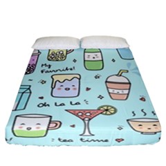 Drinks Cocktails Doodle Coffee Fitted Sheet (california King Size) by Apen