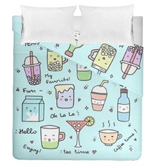 Drinks Cocktails Doodle Coffee Duvet Cover Double Side (queen Size) by Apen