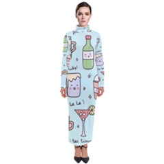 Drinks Cocktails Doodle Coffee Turtleneck Maxi Dress by Apen