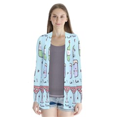 Drinks Cocktails Doodle Coffee Drape Collar Cardigan by Apen