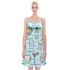 Drinks Cocktails Doodle Coffee Spaghetti Strap Velvet Dress by Apen