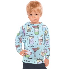 Drinks Cocktails Doodle Coffee Kids  Hooded Pullover by Apen