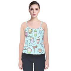 Drinks Cocktails Doodle Coffee Velvet Spaghetti Strap Top by Apen