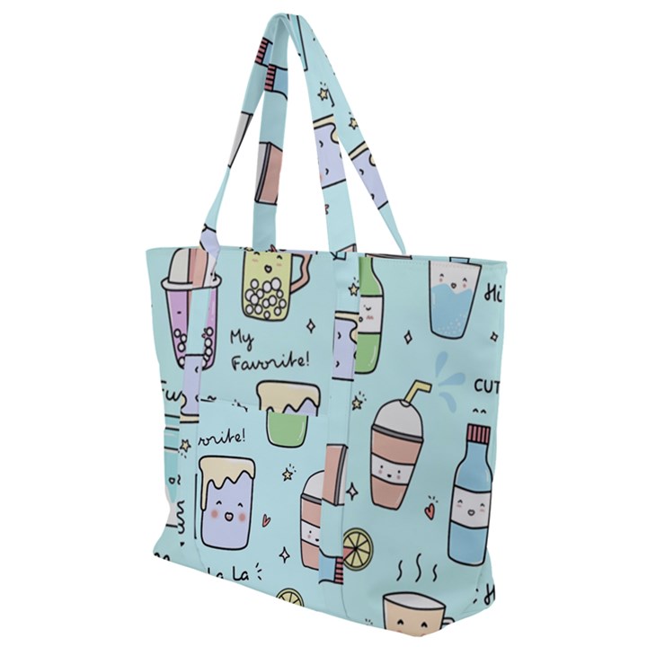 Drinks Cocktails Doodle Coffee Zip Up Canvas Bag