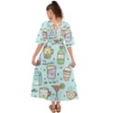 Drinks Cocktails Doodle Coffee Kimono Sleeve Boho Dress View2