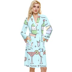 Drinks Cocktails Doodle Coffee Long Sleeve Velvet Robe by Apen