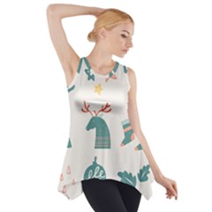 Reindeer Stars Socks Stick Side Drop Tank Tunic by Apen